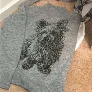 Anthropology turtle neck grey dog sweater